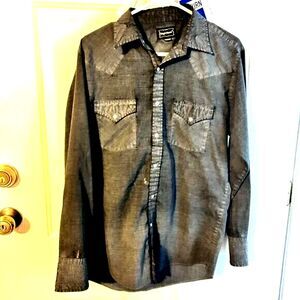 High Noon Men's Med. Western‎ Shirt Pearl Snap Black